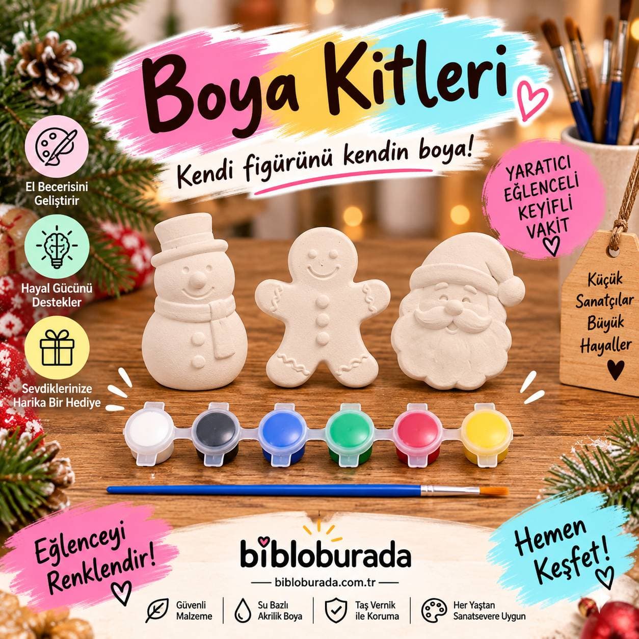 🎨 Kendi Figürünü Boya – Yılbaşı Temalı Boyama Kitleri