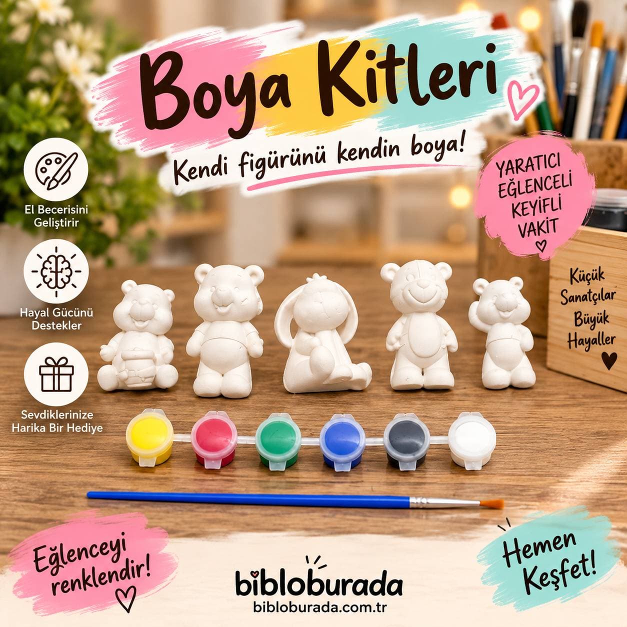 Sevimli Hayvan Figürlerini Kendin Boya – Yaratıcı Hobi Seti
