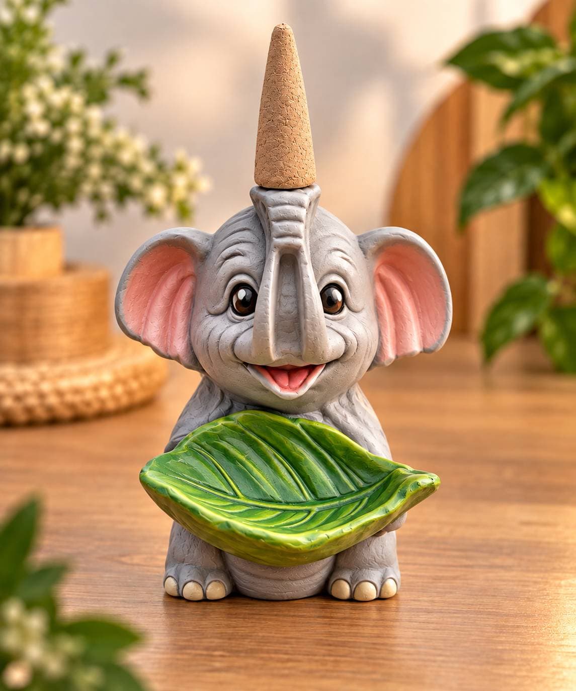 🐘 Fil Figürlü Yaprak Tütsülük