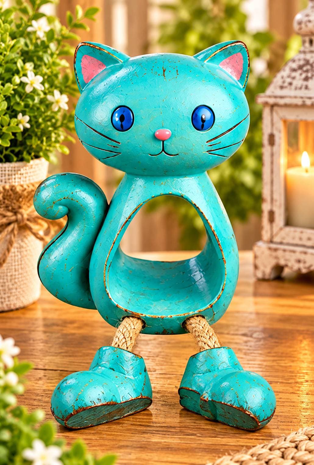 🩵 Turkuaz Sevimli Kedi Figürü 🐱