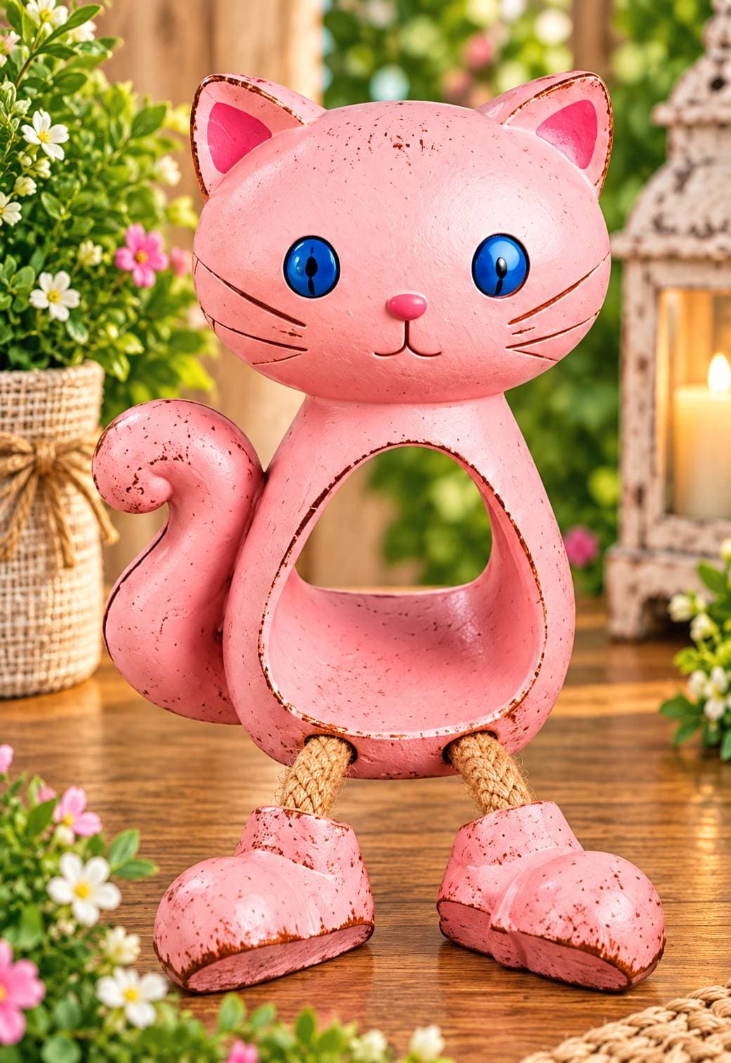 🩷 Pembe Sevimli Kedi Figürü 🐱💙