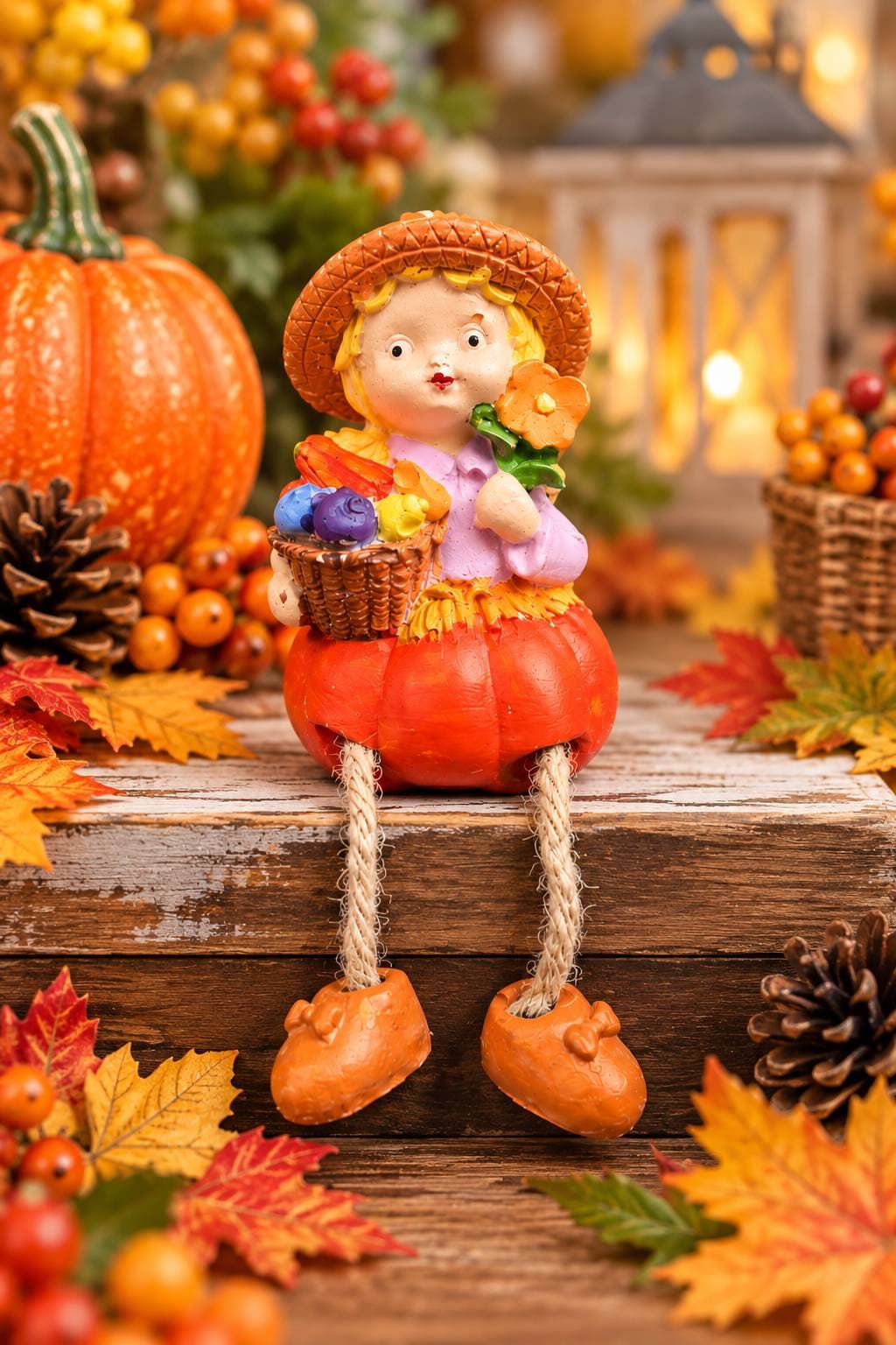 🍂🎃 Sonbahar Kızı Biblo – Sevimli Sonbahar Dekoru 🎃🍂