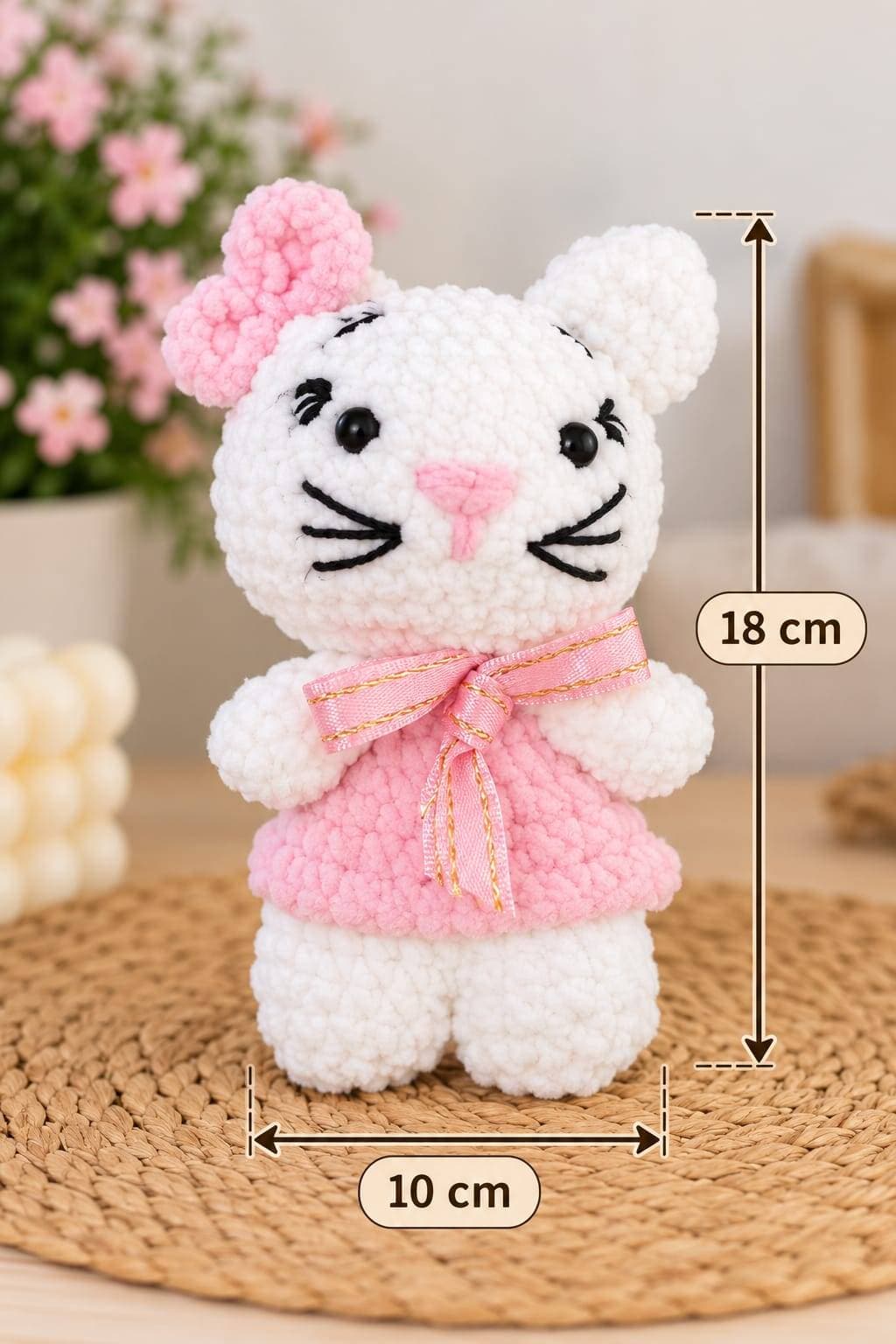 🐱🎀 El Örgüsü Pembe Elbiseli Kedi