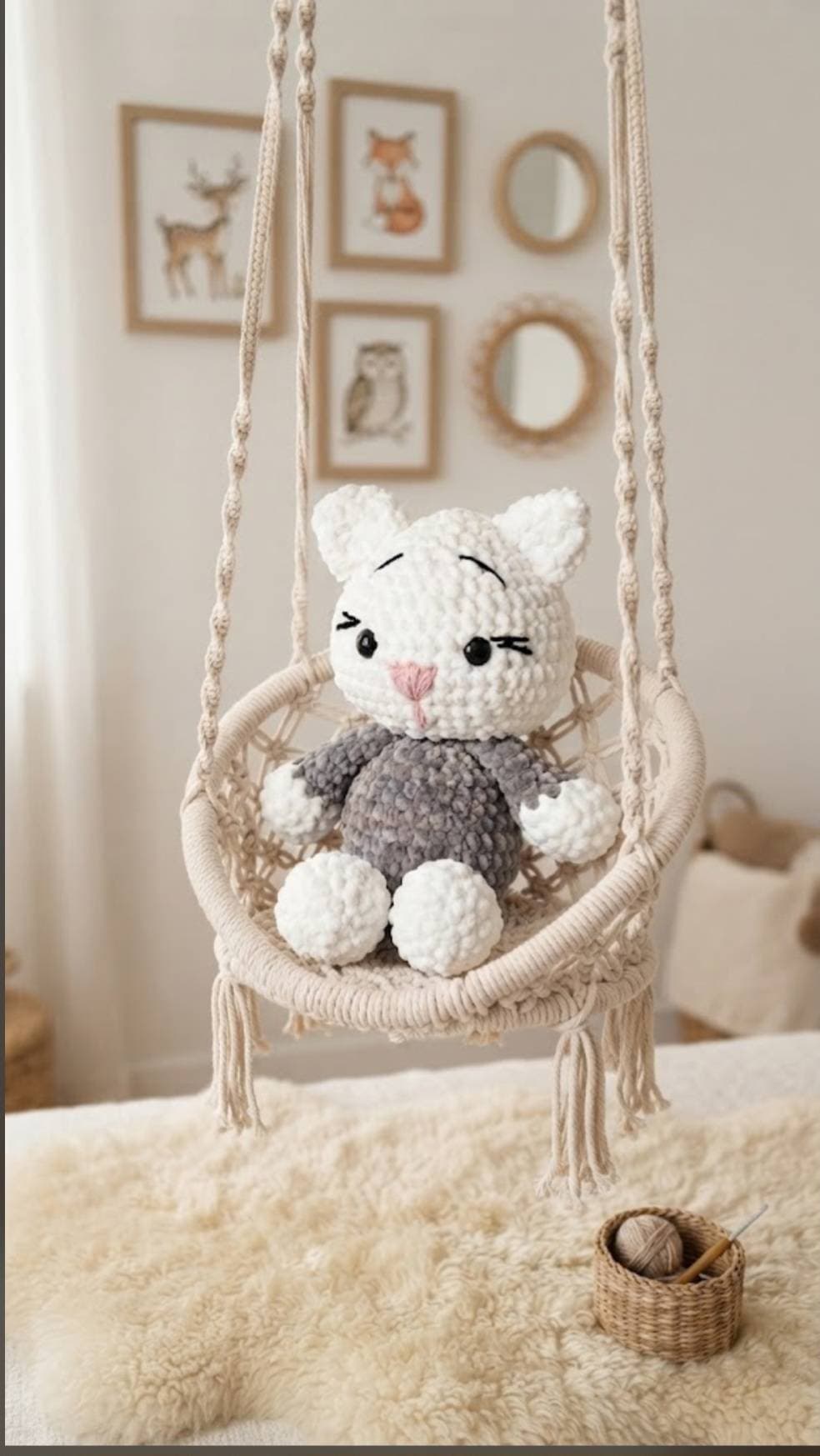 🐾 El Örgüsü Kadife Amigurumi gri kedi