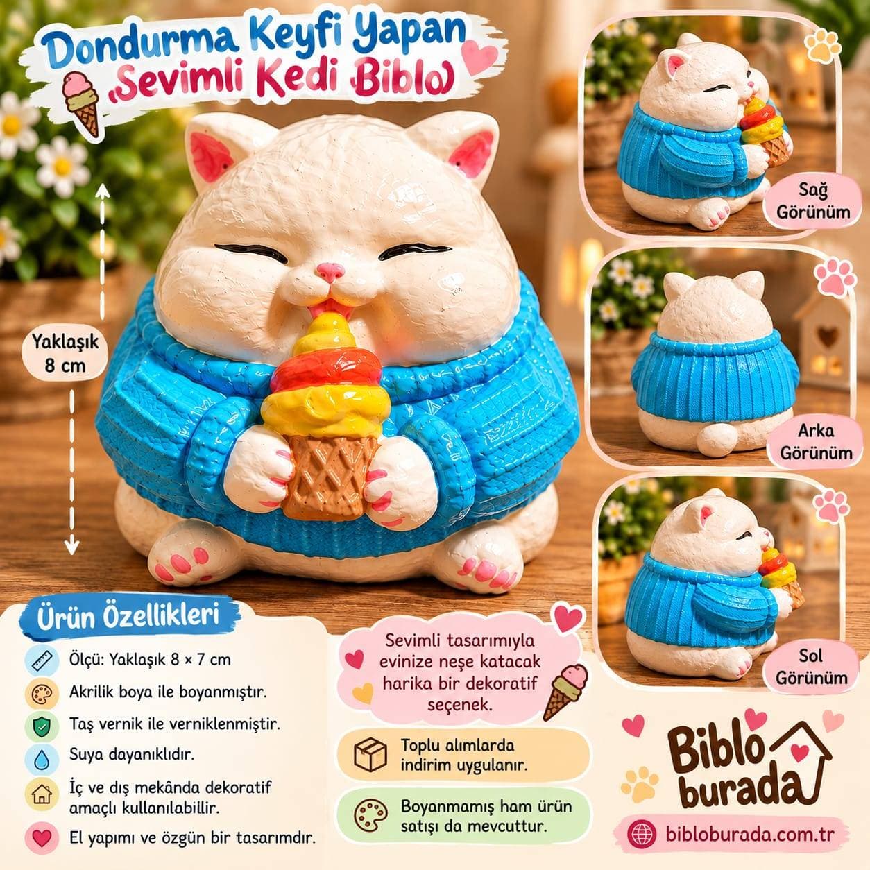 🐱🍦 Dondurma Keyfi Yapan Sevimli Kedi Biblo 🍦🐱
