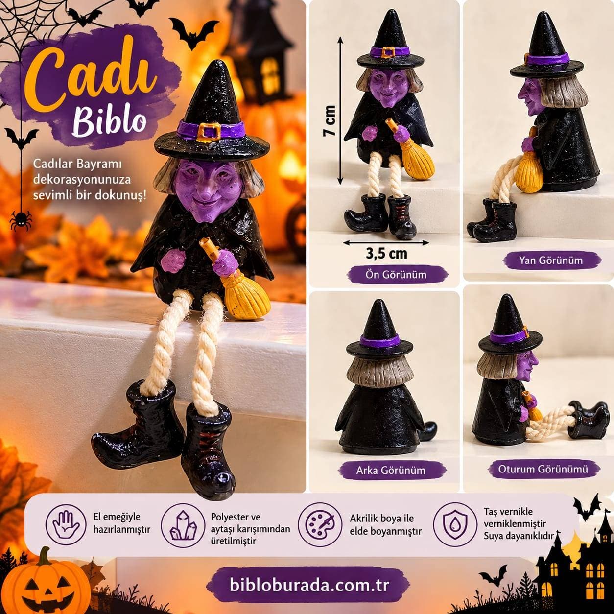 🧙♀️ Mor Cadı Biblo – Cadılar Bayramı Dekoru 🎃