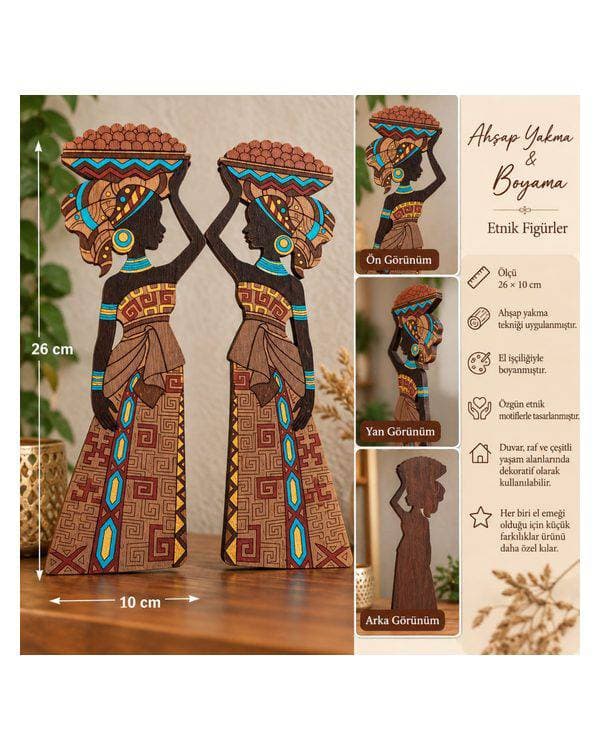 🌿 Ahşap Yakma & Boyama – Etnik Figürler