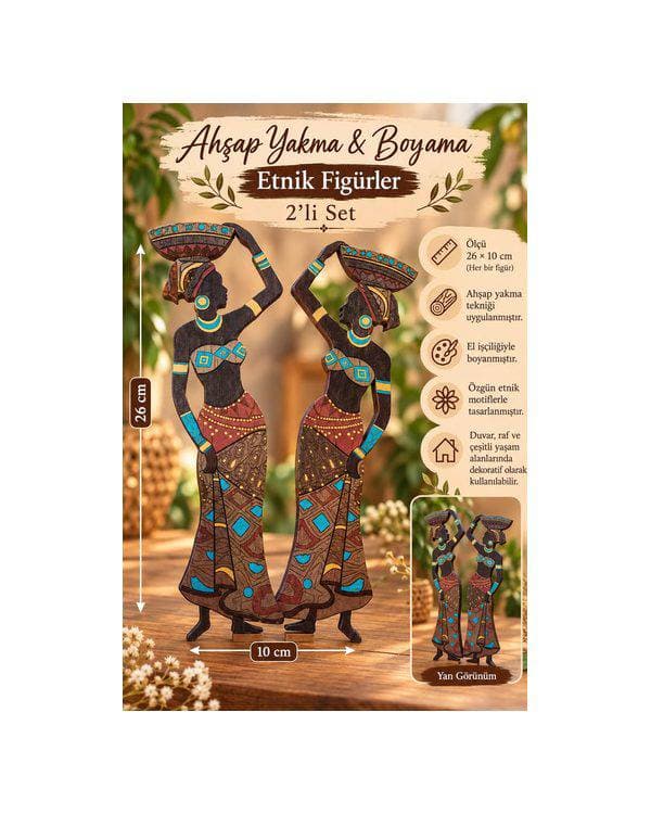 🌿 Ahşap Yakma & Boyama – Etnik Figürler